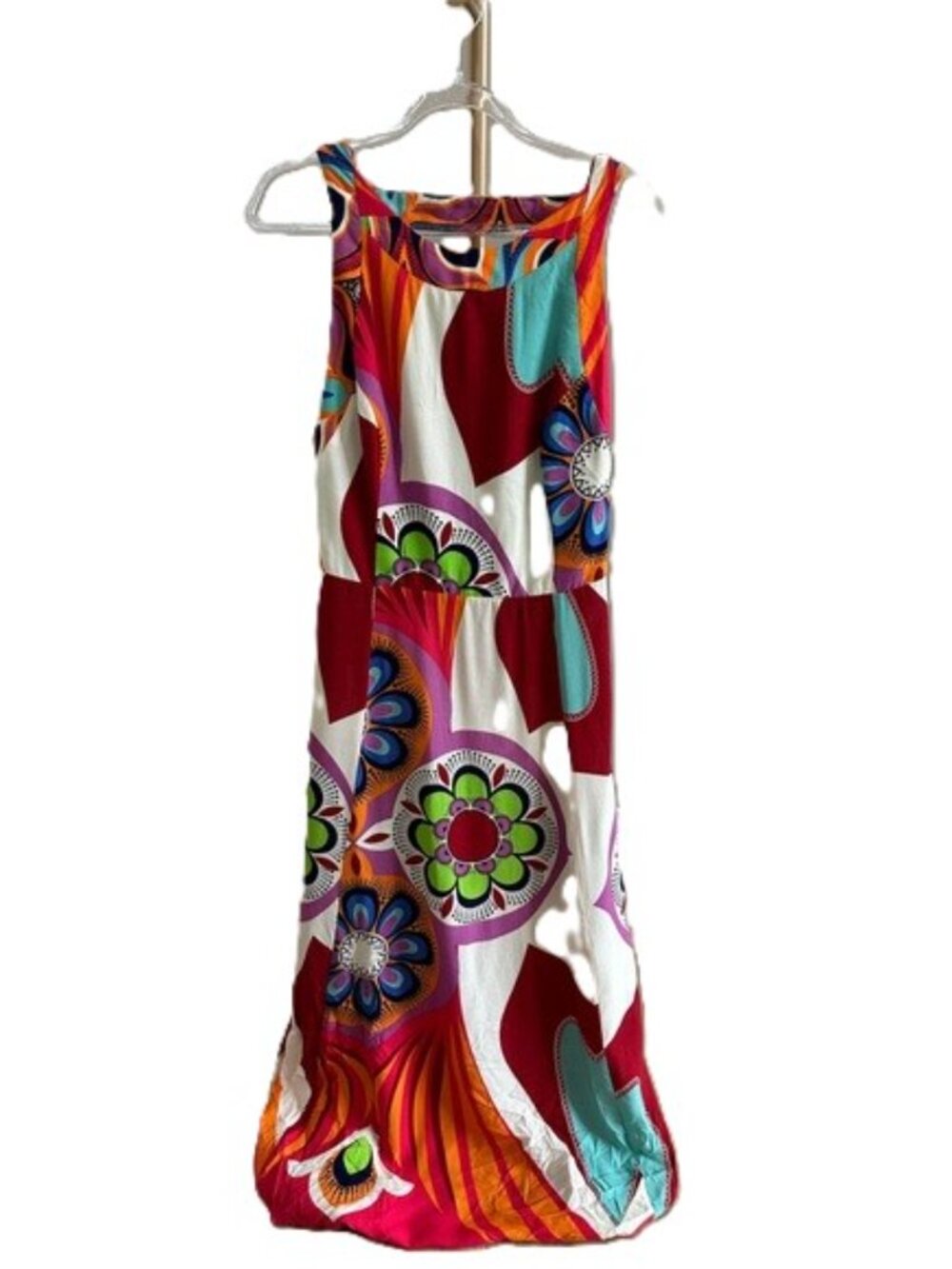 FARM Rio Colorful Tropical Print Maxi Dress Cut-Out Back Sleeveless Size M